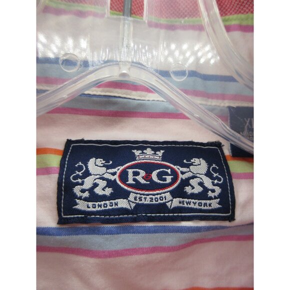 Robert Graham R&G Shirt XL Button Up Pocket Preppy Flip Cuffs Cotton - Picture 10 of 13